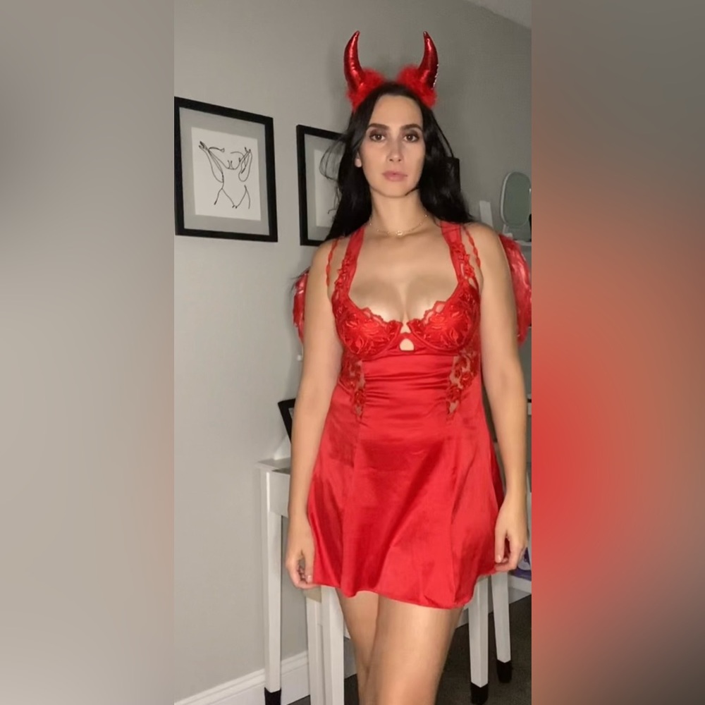 For love & lemons red lace silk slip dress